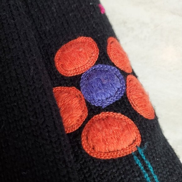 Vintage Hillary Paige‎ Cardigan Sweater Womens Large FlowersV-neck Art to wear - Picture 14 of 15